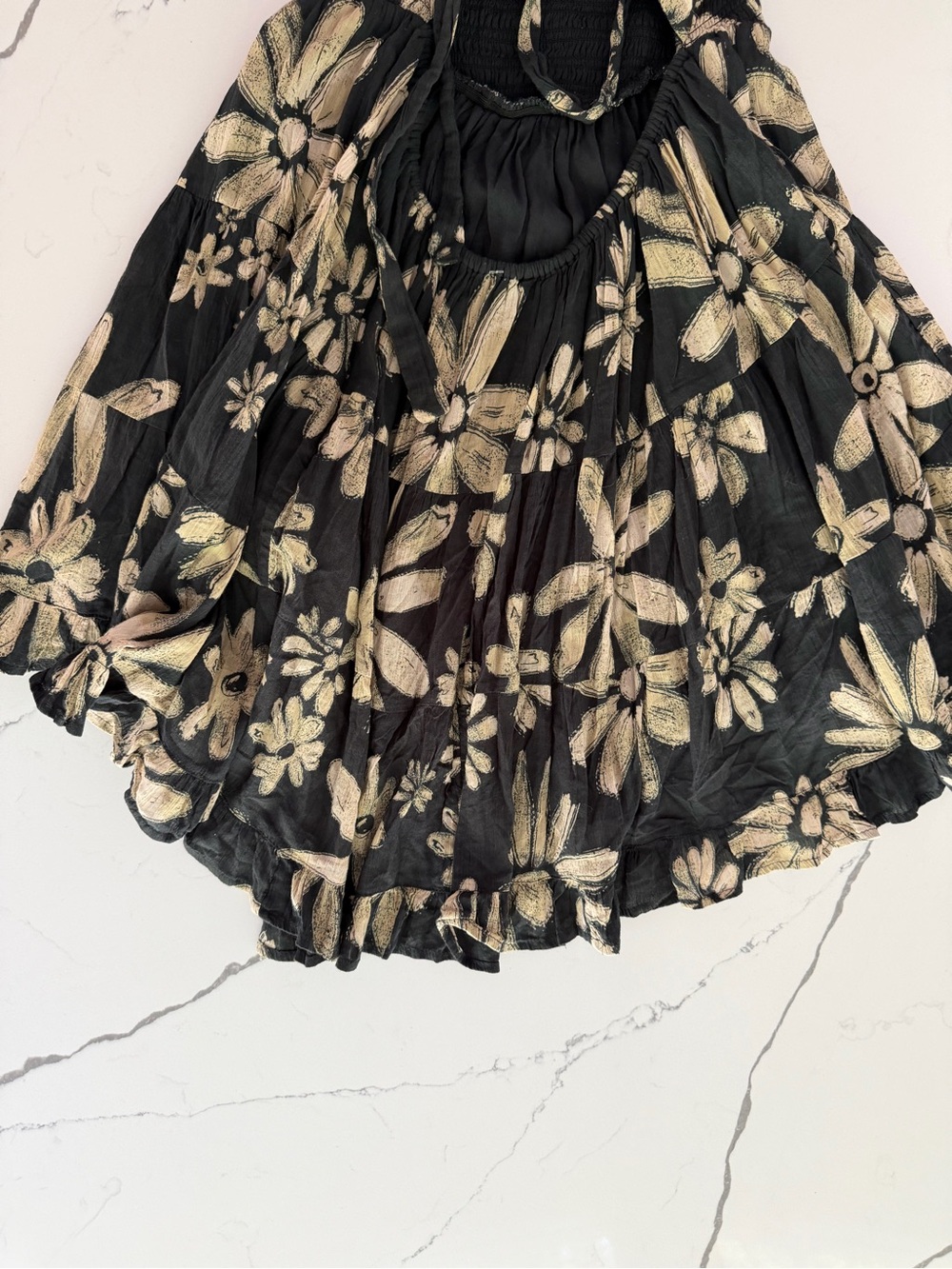 Free People Perfect Day Printed Mini Dress M Black Multi Floral Open Back Boho - Picture 11 of 13